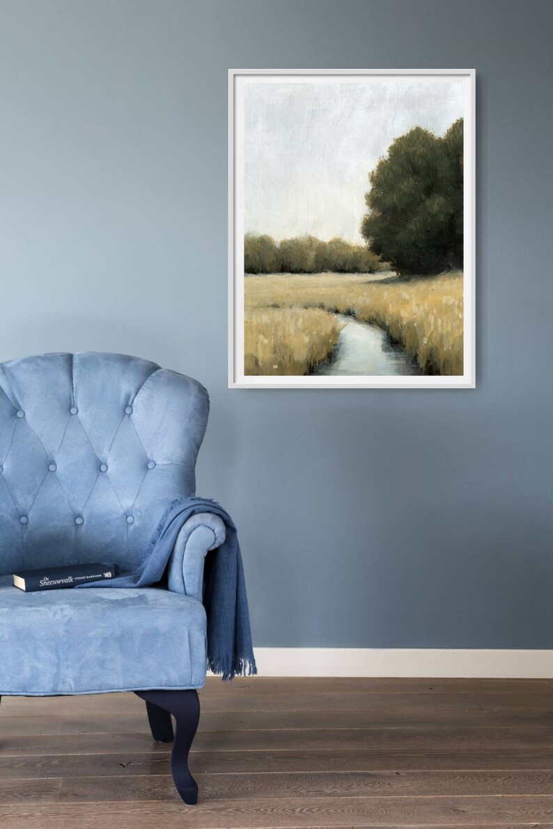 Oil painting landscape wheat field art prints oil painting print minimalist wall art beige gray wall art french country art image 5