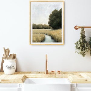 Oil painting landscape wheat field art prints oil painting print minimalist wall art beige gray wall art french country art image 4