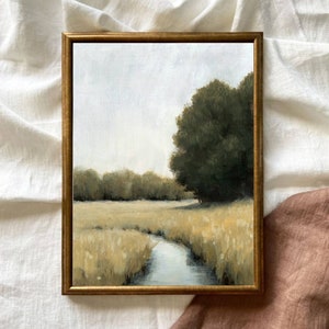 Oil painting landscape wheat field art prints oil painting print minimalist wall art beige gray wall art french country art image 8