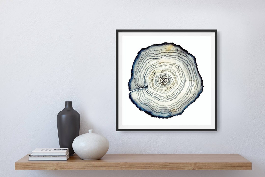 Tree Ring Print, Tree Ring Art, Watercolor Tree Ring, Oak Tree Ring