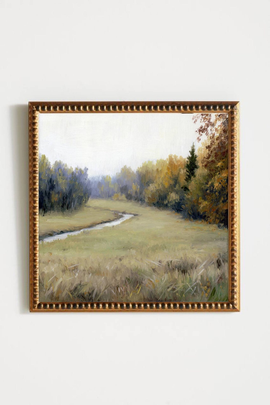Autumn Landscape Oil Painting Print Fall Tree Wall Art Misty Forest Art ...