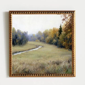 Autumn landscape oil painting print fall tree wall art misty forest art modern farmhouse wall decor fall nature art prints rainy day art