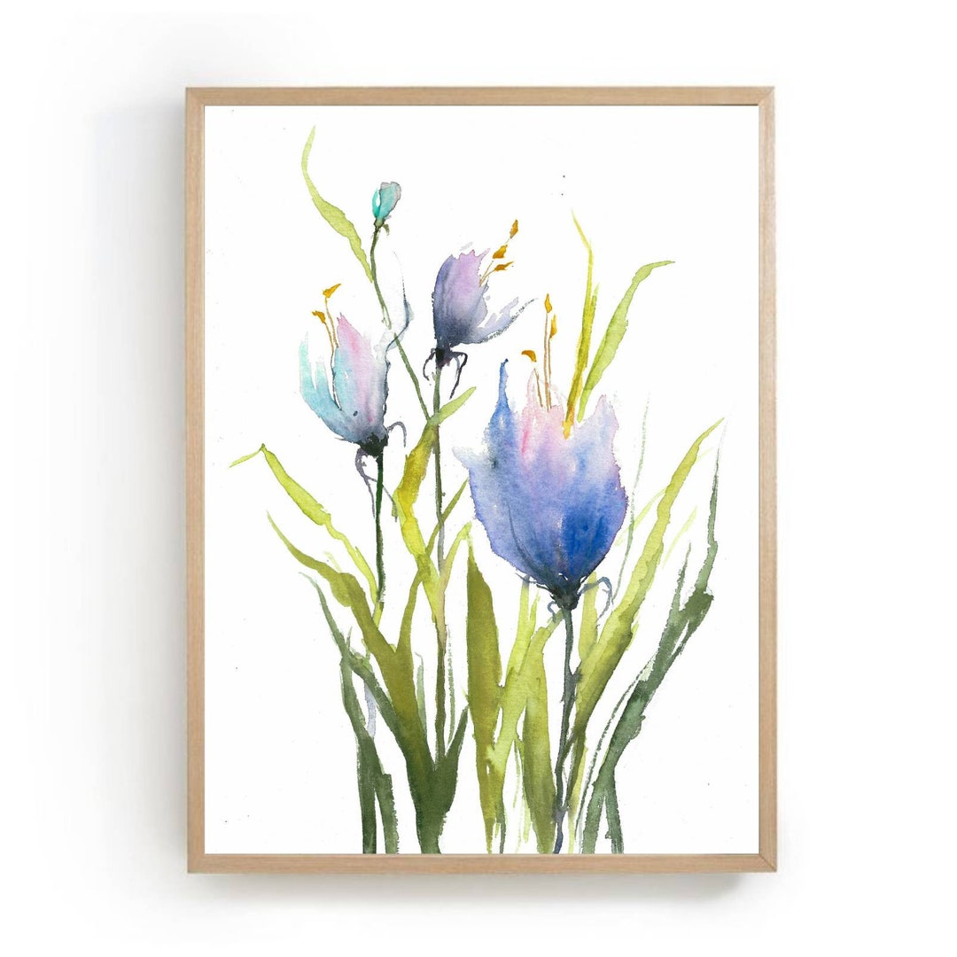 Spring Flowers Painting Wildflowers Watercolor Art Print Easter Decor ...