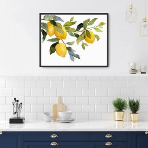 Pinturas de acuarela limones cartel limonero imágenes cocina pared grande arte botánico pintura acuarela arte impresión en papel mate imagen 3