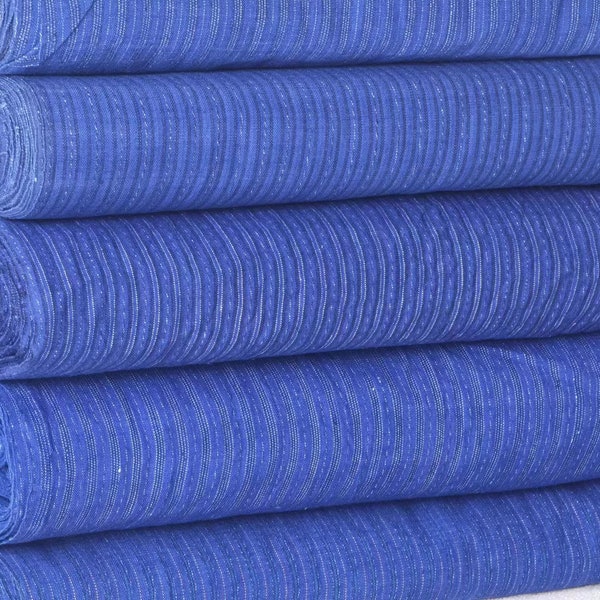Tela de algodón tejida a mano vintage - tela sashiko de fabricación de rayas azules índigo - 23 pulgadas de ancho - vendido por metro