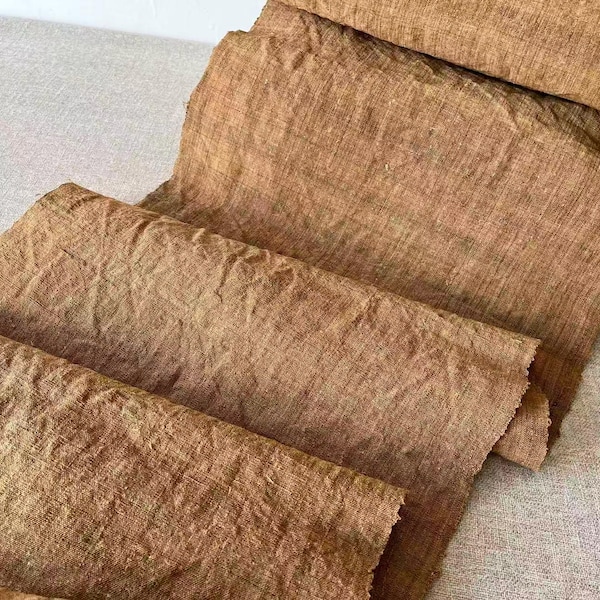 Vintage 100% Jute Handwoven Fabric: Natural Fiber, Rustic Chinese Handmade Textile, 44.5cm Width