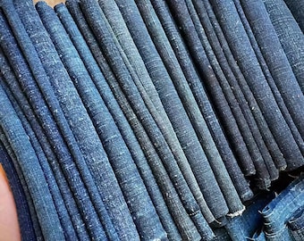 5pcs vintage indigo dyed worn out fabric scraps - solid natural faded blue - 20cmx40cm in size - boro fabric at random color