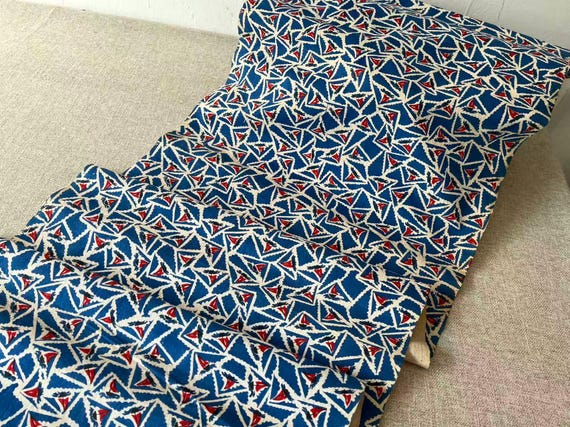 Vintage Hand Block Print Fabric, Handwoven Cotton Fabric, 46cm Wide