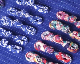 Chinese knot bottons - frog closures - hand made with vintage handwoven cotton fabric