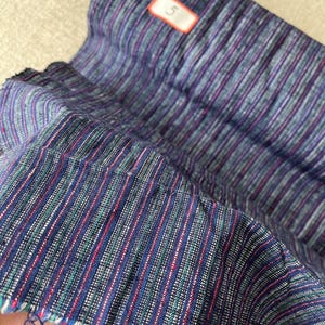 Vintage Handwoven Indigo Stripe Cotton Fabric: Sashiko Crafting Material #5 (62cm in width)