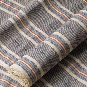 Vintage Chinese cotton handwoven fabric - rare black gray stripes - 45cm in width - sold by the meter - upholstery fabric
