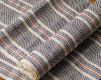 Vintage Chinese cotton handwoven fabric - rare black gray stripes - 45cm in width - sold by the meter - upholstery fabric