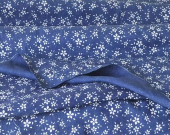 Chinese indigo batik 100% linen fabric - paste resist indigo plant natural dyed - 80cm x 96cm in size