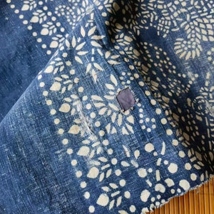 Vintage Chinese indigo batik cotton woven fabric paste resist katazome indigo plant natural dyed 38cm x 168cm in size image 4
