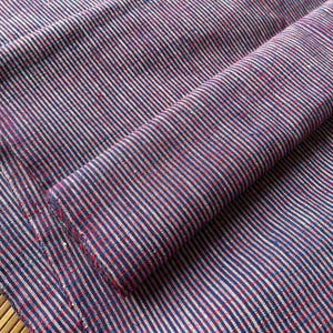 Vintage handwoven cotton fabric - red and blue stripes - sashiko fabric - 57cm in width - Chinese handmade textile