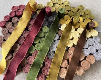 Handwoven Cotton Fabric Strips: Botanical Dyed DIY Craft Roll