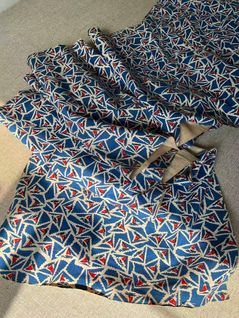Vintage Hand Block Print Fabric, Handwoven Cotton Fabric, 46cm Wide image 5