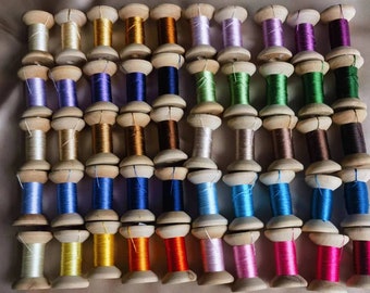 50 Assorted colors Chinese pure mulberry silk embroidery thread floss on wooden spool for hand embroidery DIY fringe