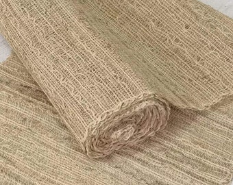Rustic 100% nature ramie fiber hanwoven fabric  - 35cm in width - sold by the meter - perfect for table runner