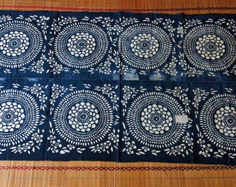 Vintage Chinese indigo batik cotton woven fabric - paste resist katazome -  indigo plant natural dyed - 89cm x 150cm in size