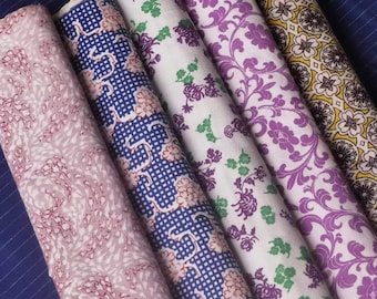 Vintage hand block print fabric - botanical print - handwoven cotton fabric - perfect for crafting or lampshades