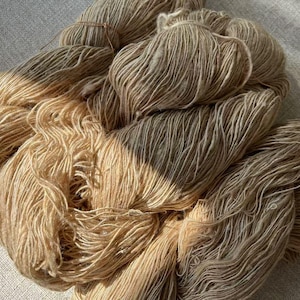 Natural Tussah Silk Handspun Yarn - nature fiber weaving threads - price for 100g yarn