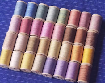 Botanical dyed lace yarn size 80 on wooden spool - cotton crochet - Tatting - Knitting thread - high twisted - 10g(0.35oz) - 196yds(180m)