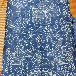 Vintage Chinese indigo batik cotton woven fabric paste resist katazome indigo plant natural dyed 38cm x 168cm in size image 6