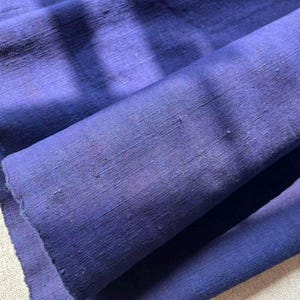 Kinesiskt vintage handvävt bomullstyg: Indigo handfärgat, 38 cm brett