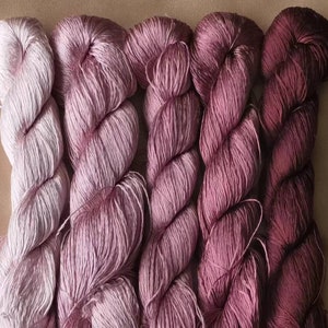 5 Large skeins Chinese pure mulberry silk embroidery thread floss for hand embroidery DIY fringe - Gradient color No. 871-881