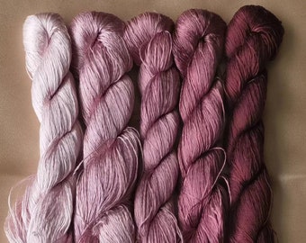 5 Large skeins Chinese pure mulberry silk embroidery thread floss for hand embroidery DIY fringe - Gradient color No. 871-881