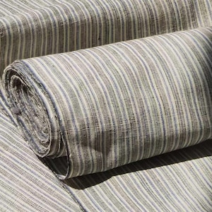 Vintage Chinese cotton handwoven fabric - indigo blue stripes - 36cm in width - sold by the meter