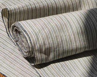 Vintage Chinese cotton handwoven fabric - indigo blue stripes - 36cm in width - sold by the meter