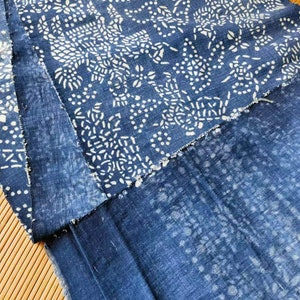 Vintage Chinese indigo batik cotton woven fabric paste resist katazome indigo plant natural dyed 38cm x 168cm in size image 7