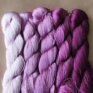 5 Large skeins Chinese pure mulberry silk embroidery thread floss for hand embroidery DIY fringe - Gradient color No. 161-168