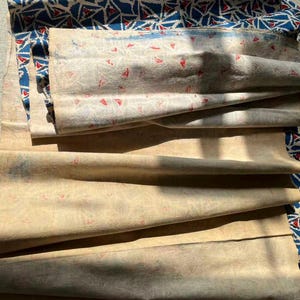 Vintage Hand Block Print Fabric, Handwoven Cotton Fabric, 46cm Wide image 4