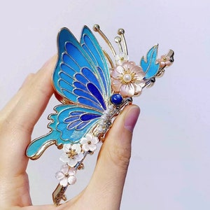 Hair claw clip with Tian-tsui technique dotting naturally goose feather