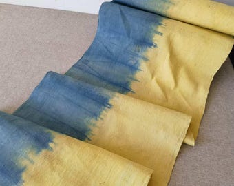 Tela de algodón Shibori tejida a mano: tinte botánico índigo y huaimi