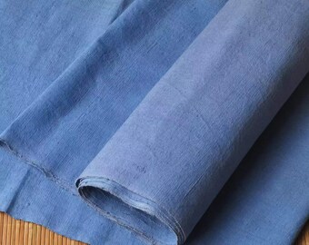 100% ramee blauwe kleur handgeweven stof - 45 cm breed - verkocht per meter - perfect voor tafelkleed of kussensloop