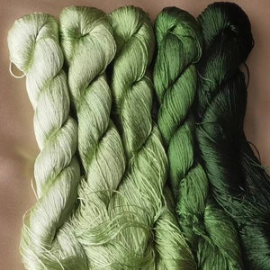 5 Large skeins Chinese pure mulberry silk embroidery thread floss for hand embroidery DIY fringe - Gradient color No. 314-323