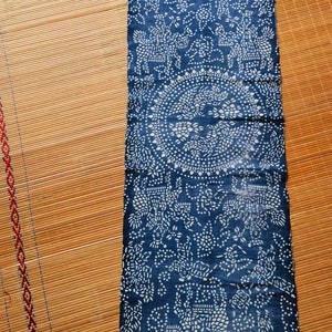 Vintage Chinese indigo batik cotton woven fabric paste resist katazome indigo plant natural dyed 38cm x 168cm in size image 8