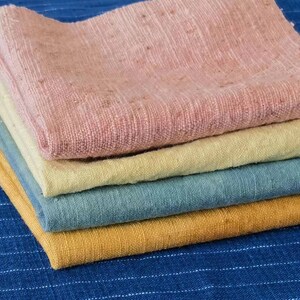 4pcs botanic natural dyed fabric scraps - hand dyed on Chinese vintage cotton woven fabric - 20cmx20cm - scraps bundle for crafting