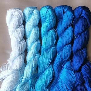 5 Large skeins Chinese pure mulberry silk embroidery thread floss for hand embroidery DIY fringe - Gradient color No. 678-688