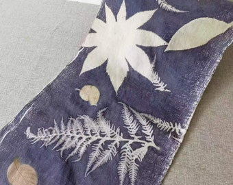 Eco Print Handwoven Cotton Fabric - Botanical Leaf Design