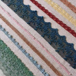 5pcs Plant dyed ribbon embellishment lace trim for journal slow stitching image 2