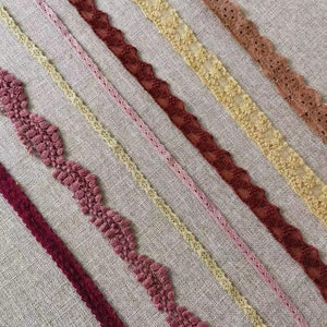 5pcs Plant dyed ribbon embellishment lace trim for journal slow stitching image 4