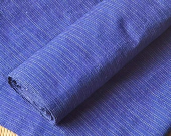 Vintage Chinese cotton handwoven fabric - indigo blue ticking stripe - crafting sashiko fabric - 24inches in width - sold by the meter