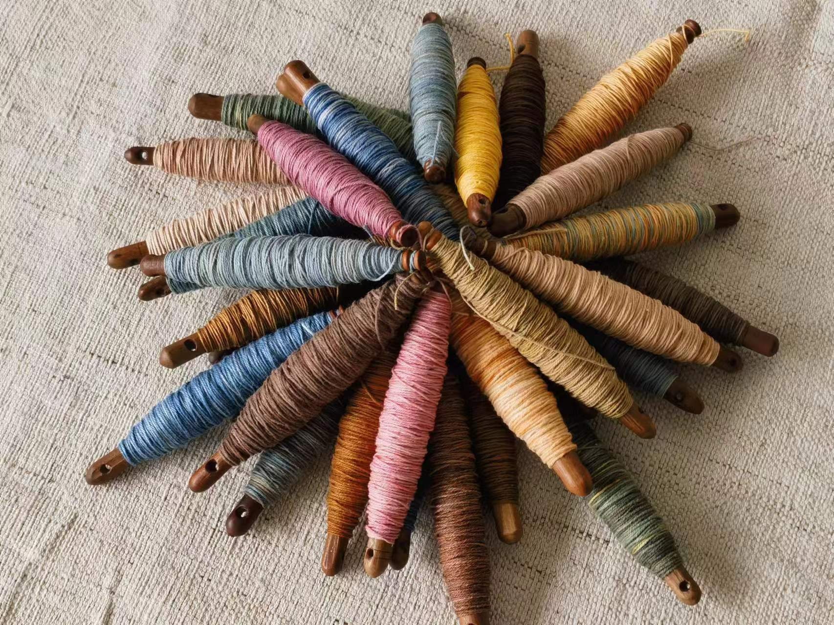 Natural Plant-Dyed Sashiko Thread: 150m Hand-Dyed Cotton Embroidery Yarn