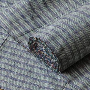 Vintage handwoven cotton fabric - rare green reed pattern - 37cm in width - sold by the meter