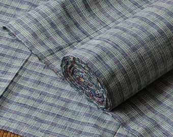 Tissu en coton tissé à la main vintage - motif roseau vert rare - 37 cm de large - vendu au mètre